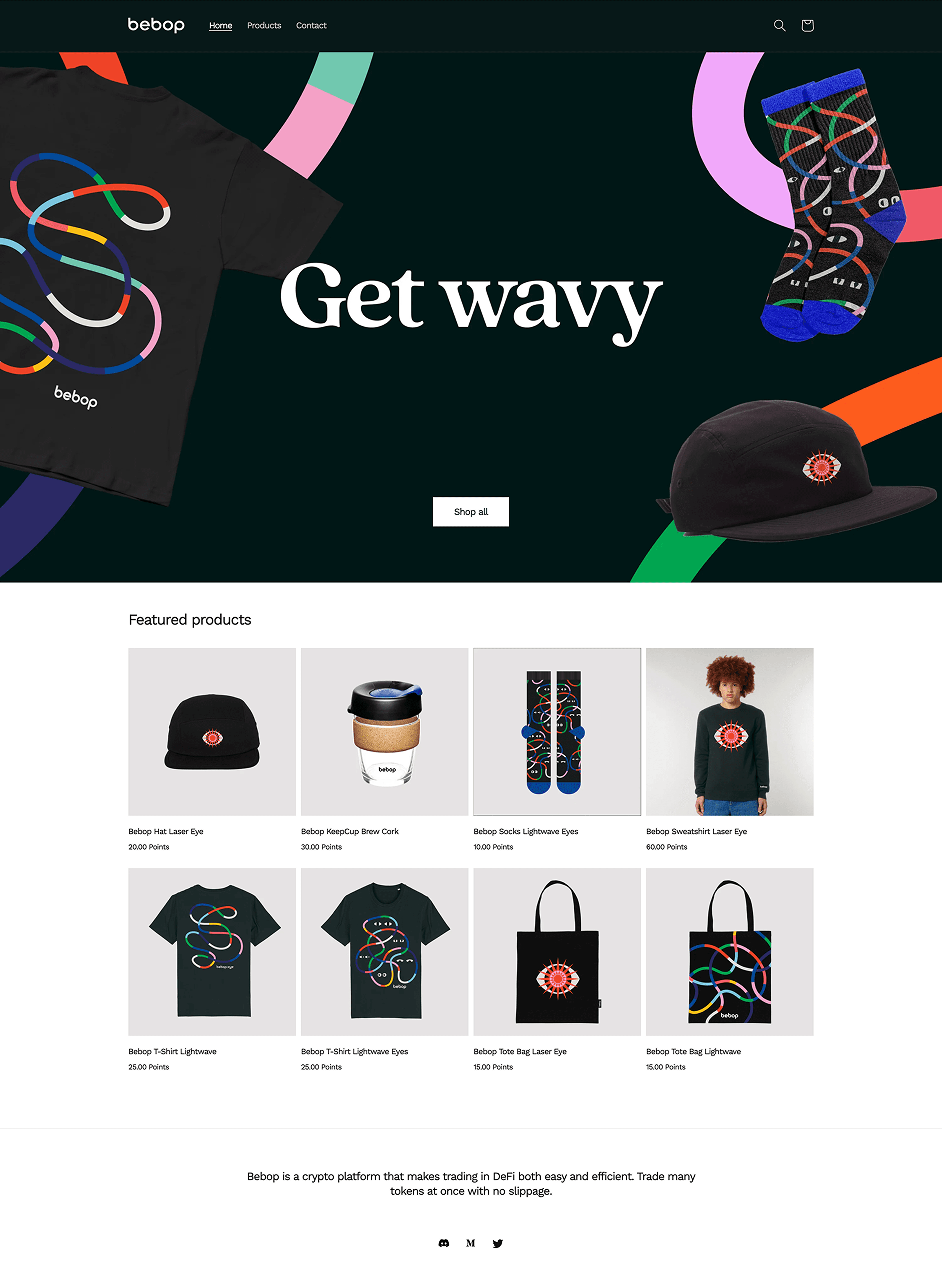 A photograph of the home page of one of our bespoke Swag Stores